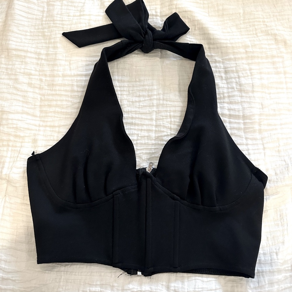 Elegant Black Halter Top
